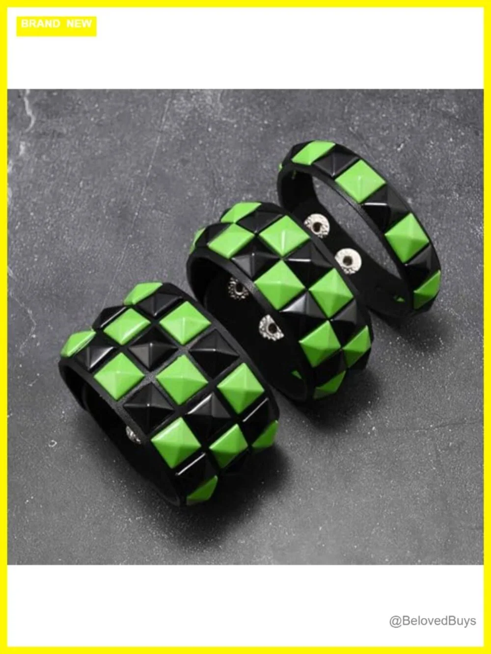 3 Pcs Adjustable Punk Studded Faux Leather Gothic Bracelet Set